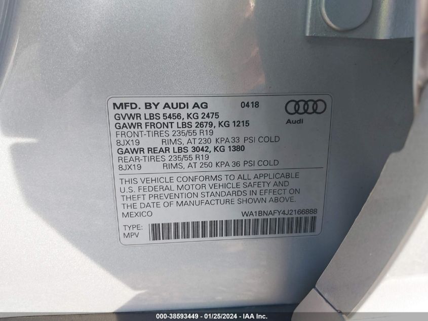 2018 AUDI Q5 PREMIUM PLUS - WA1BNAFY4J2166888