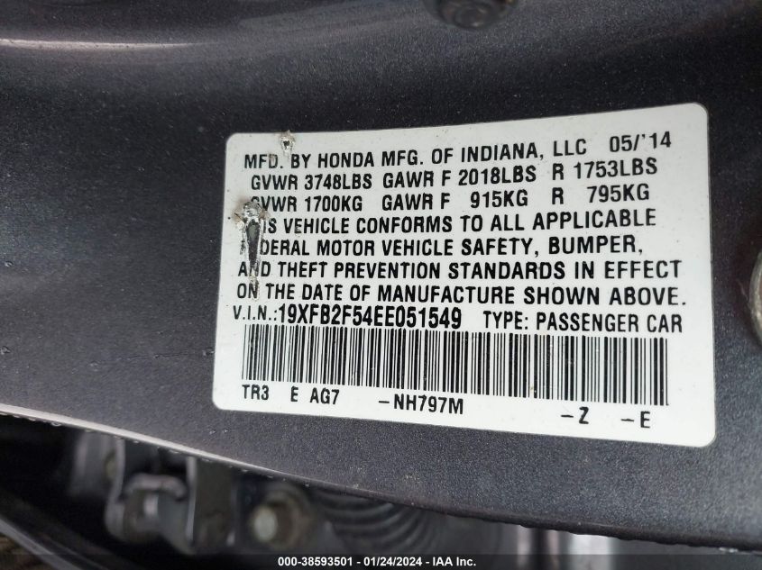 2014 HONDA CIVIC LX - 19XFB2F54EE051549