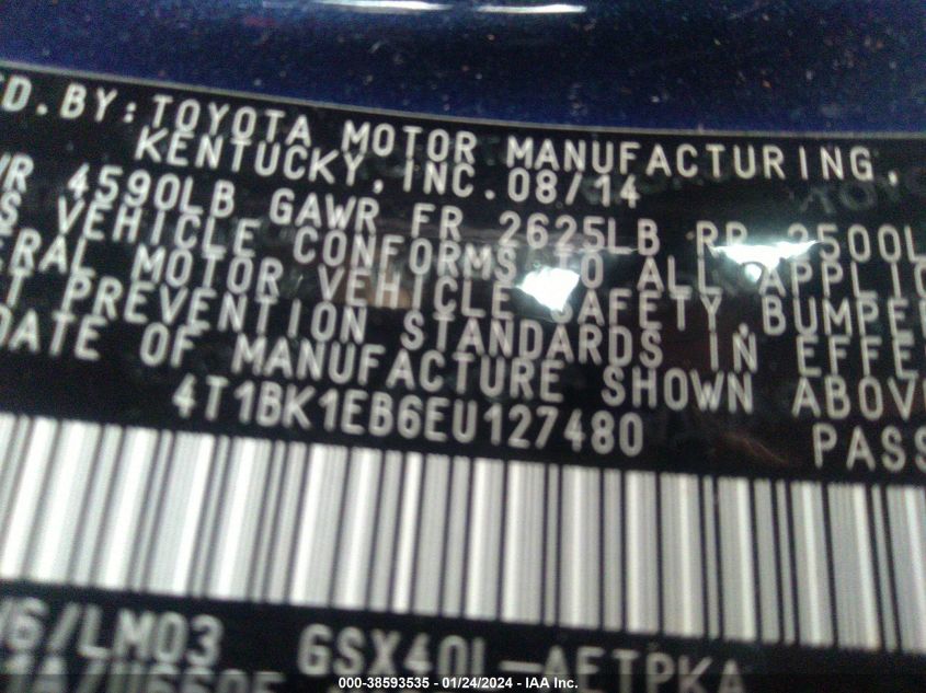 2014 TOYOTA AVALON LIMITED - 4T1BK1EB6EU127480