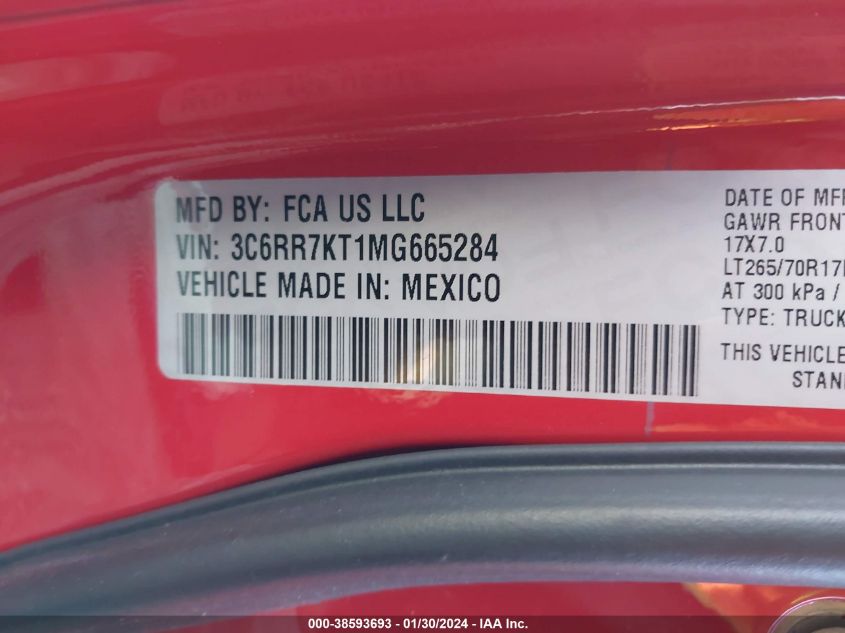 2021 RAM 1500 CLASSIC TRADESMAN  4X4 5'7 BOX - 3C6RR7KT1MG665284