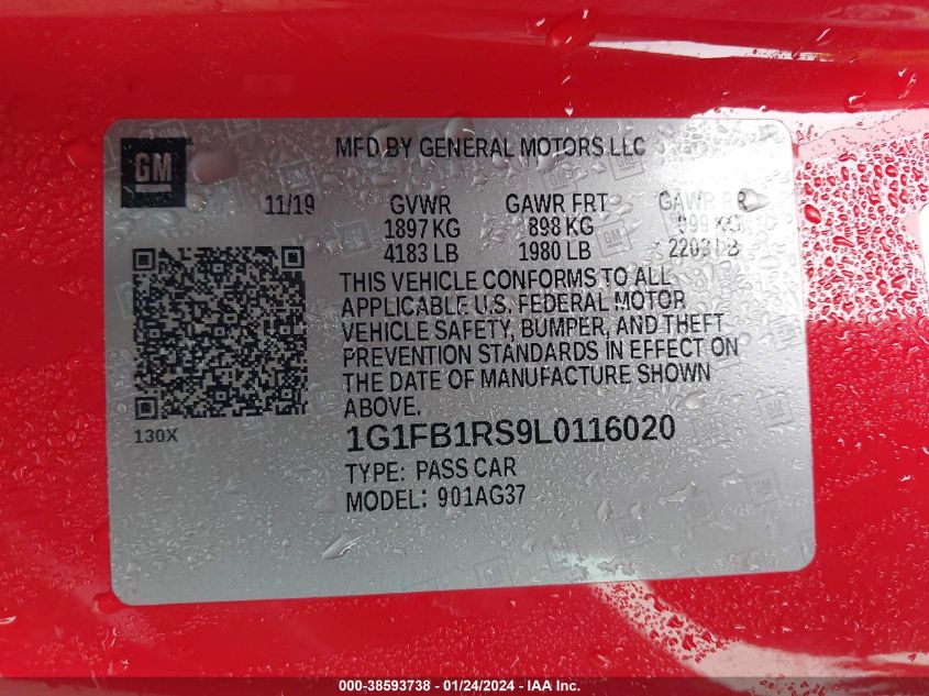 2020 CHEVROLET CAMARO LS/LT - 1G1FB1RS9L0116020