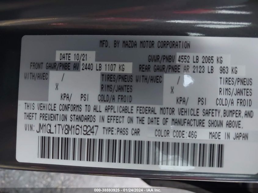 2021 MAZDA MAZDA6 GRAND TOURING - JM1GL1TY8M1619247