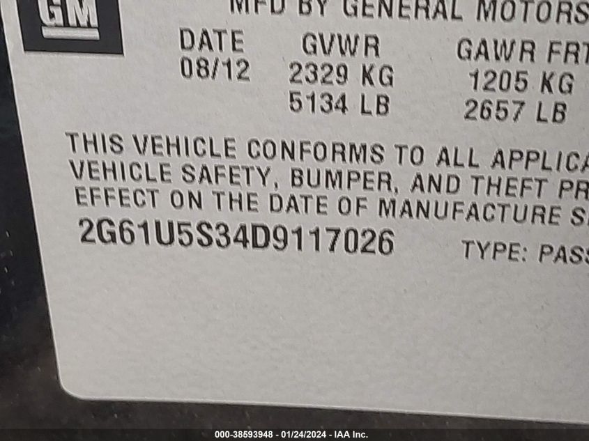 2013 CADILLAC XTS PLATINUM - 2G61U5S34D9117026