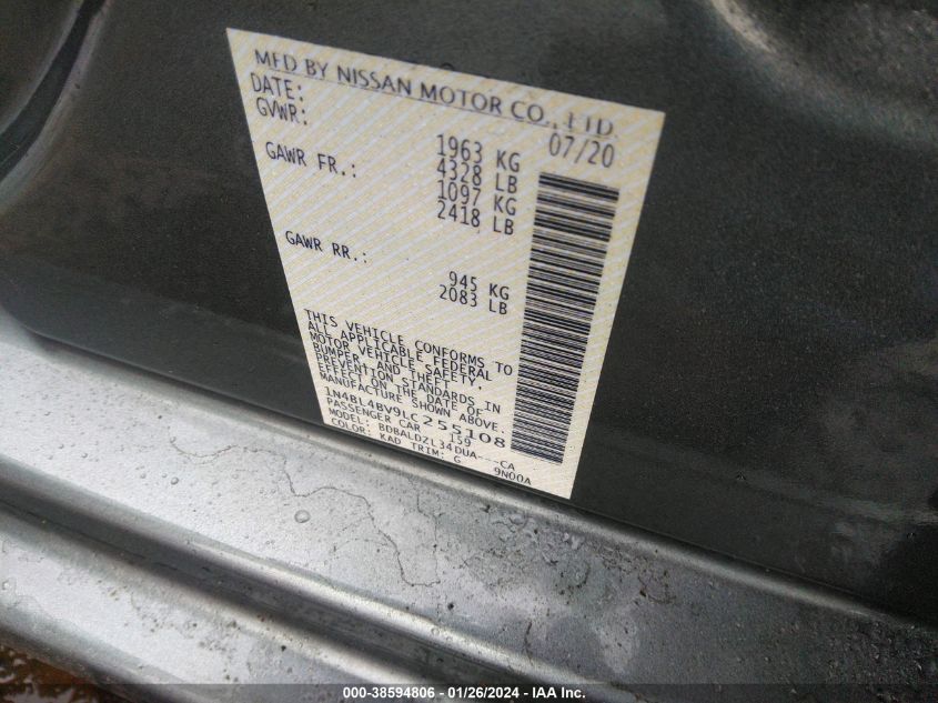 2020 NISSAN ALTIMA S - 1N4BL4BV9LC255108
