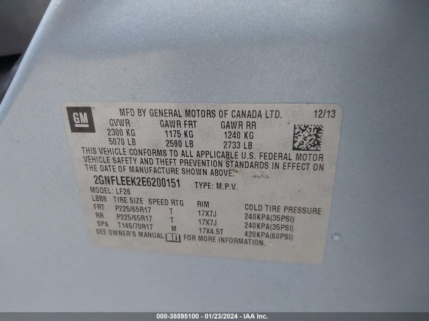 2014 CHEVROLET EQUINOX LS - 2GNFLEEK2E6200151