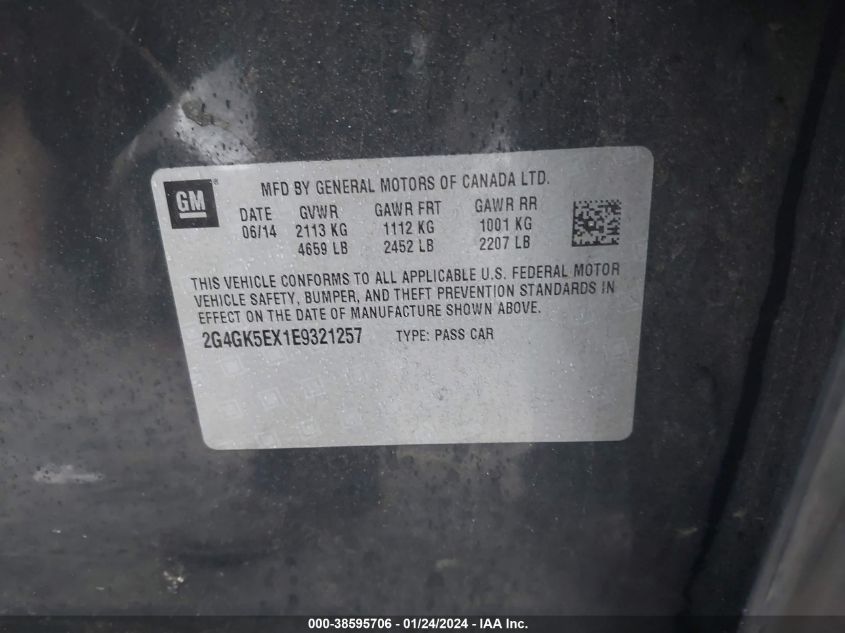 2014 BUICK REGAL - 2G4GK5EX1E9321257