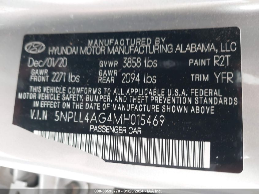 2021 HYUNDAI ELANTRA SE - 5NPLL4AG4MH015469