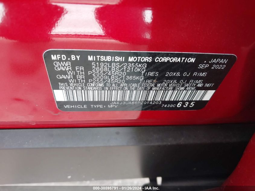 2023 MITSUBISHI OUTLANDER SE/SE BLACK EDITION/SE TE - JA4J3UA86PZ014203