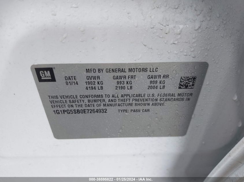 2014 CHEVROLET CRUZE LTZ - 1G1PG5SB0E7264932