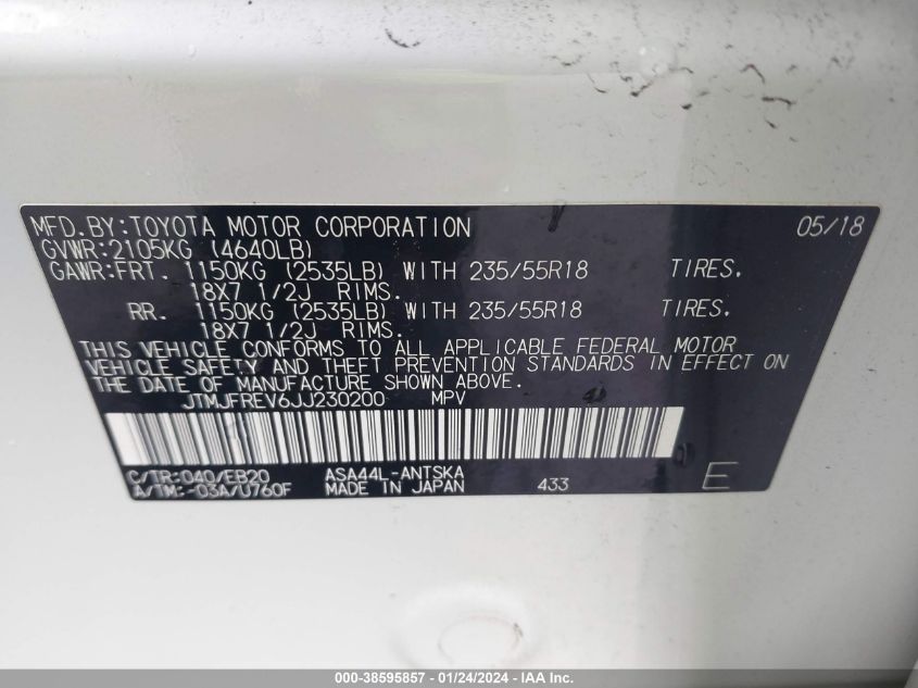 2018 TOYOTA RAV4 SE - JTMJFREV6JJ230200