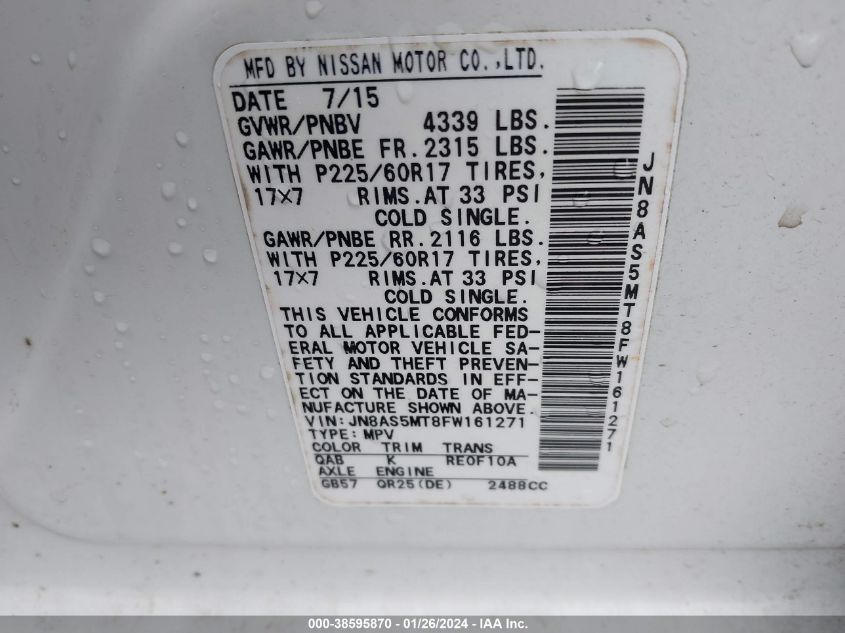2015 NISSAN ROGUE SELECT S - JN8AS5MT8FW161271