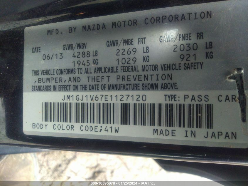 2014 MAZDA MAZDA6 I TOURING - JM1GJ1V67E1127120
