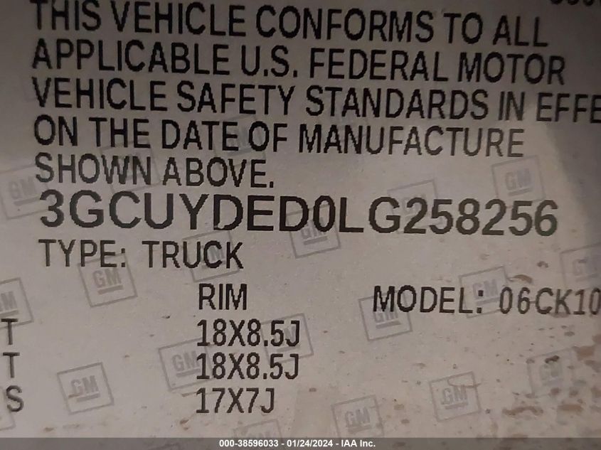 2020 CHEVROLET SILVERADO 1500 4WD  SHORT BED LT - 3GCUYDED0LG258256