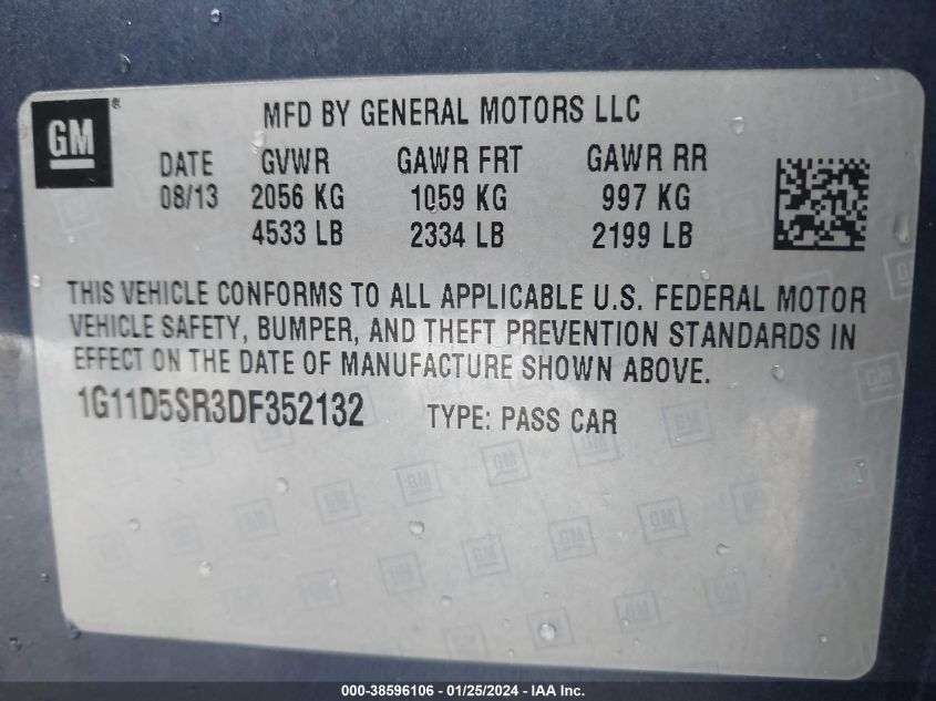 2013 CHEVROLET MALIBU 1LT - 1G11D5SR3DF352132
