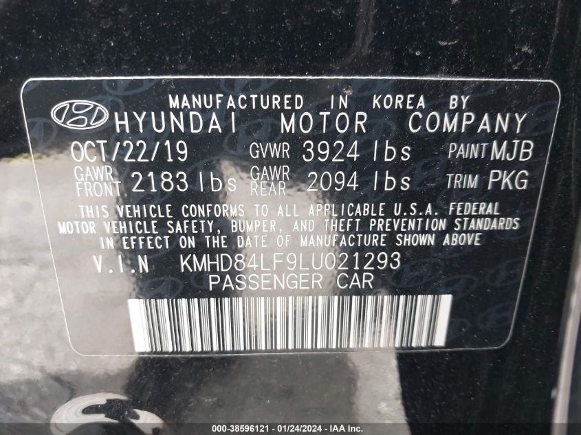 2020 HYUNDAI ELANTRA SEL/VALUE/LIMITED - KMHD84LF9LU021293