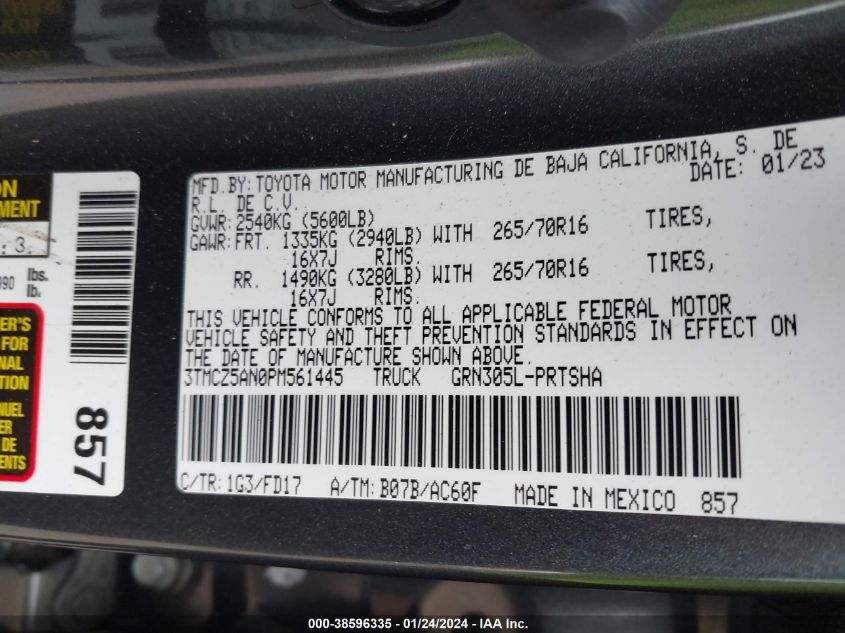 2023 TOYOTA TACOMA TRD OFF ROAD - 3TMCZ5AN0PM561445