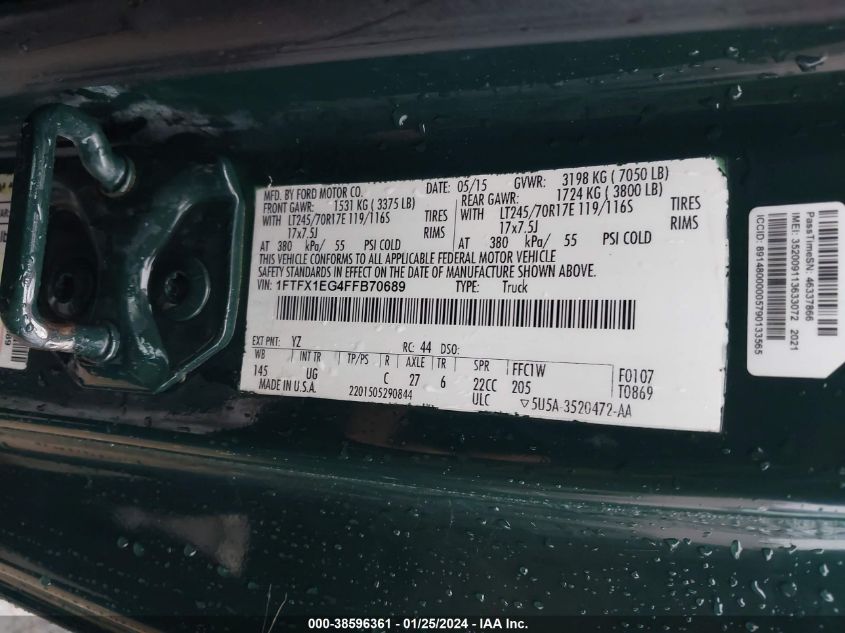 2015 FORD F-150 XLT - 1FTFX1EG4FFB70689