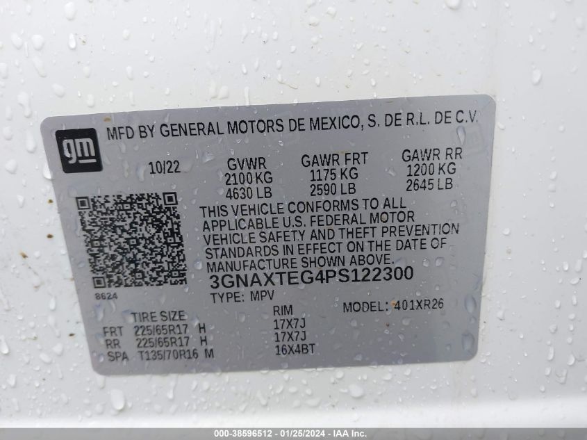 2023 CHEVROLET EQUINOX LT - 3GNAXTEG4PS122300