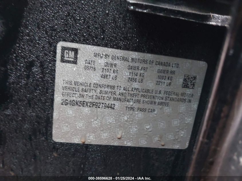 2015 BUICK REGAL - 2G4GK5EX2F9279442