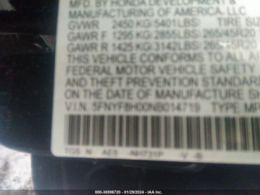 2022 HONDA PASSPORT AWD ELITE - 5FNYF8H00NB014719