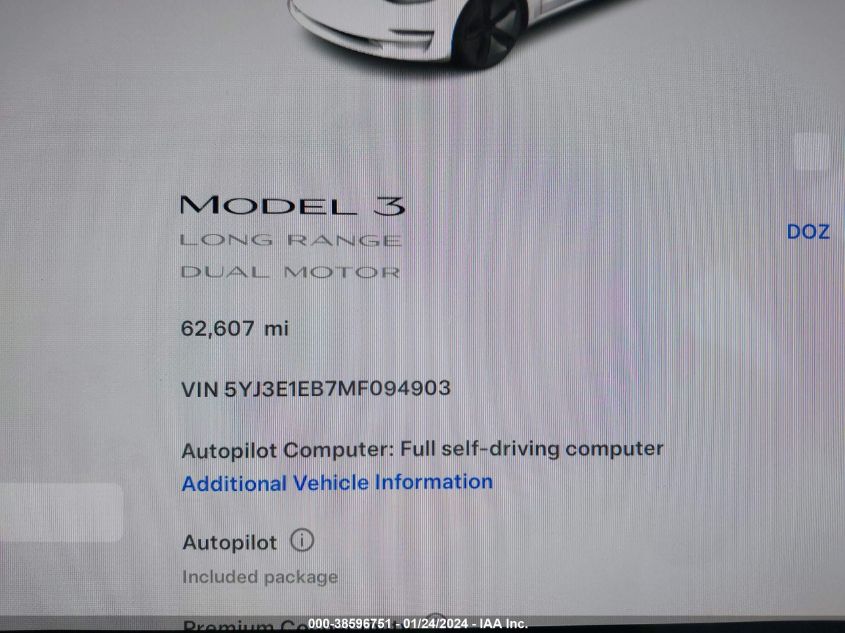 2021 TESLA MODEL 3 LONG RANGE DUAL MOTOR ALL-WHEEL DRIVE - 5YJ3E1EB7MF094903