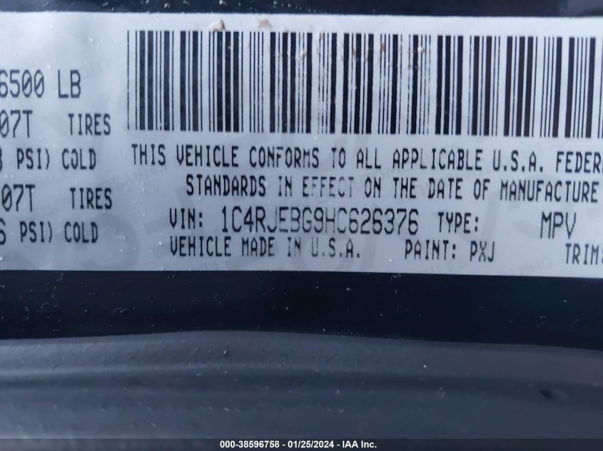2017 JEEP GRAND CHEROKEE LIMITED - 1C4RJEBG9HC626376
