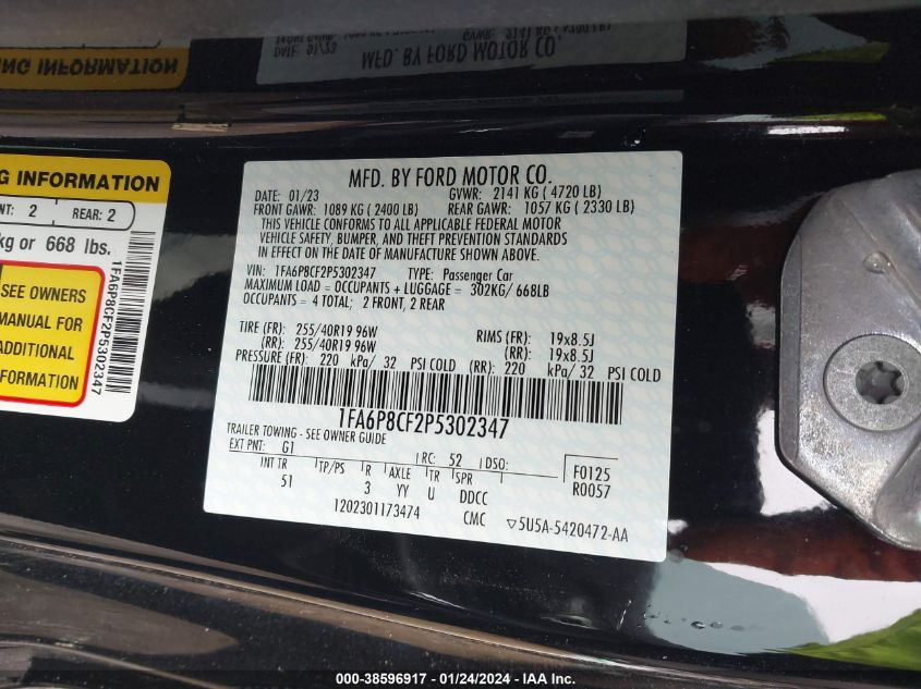 2023 FORD MUSTANG GT - 1FA6P8CF2P5302347