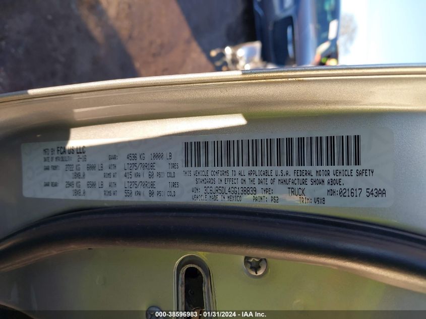 2016 RAM 2500 SLT - 3C6UR5DL4GG138839