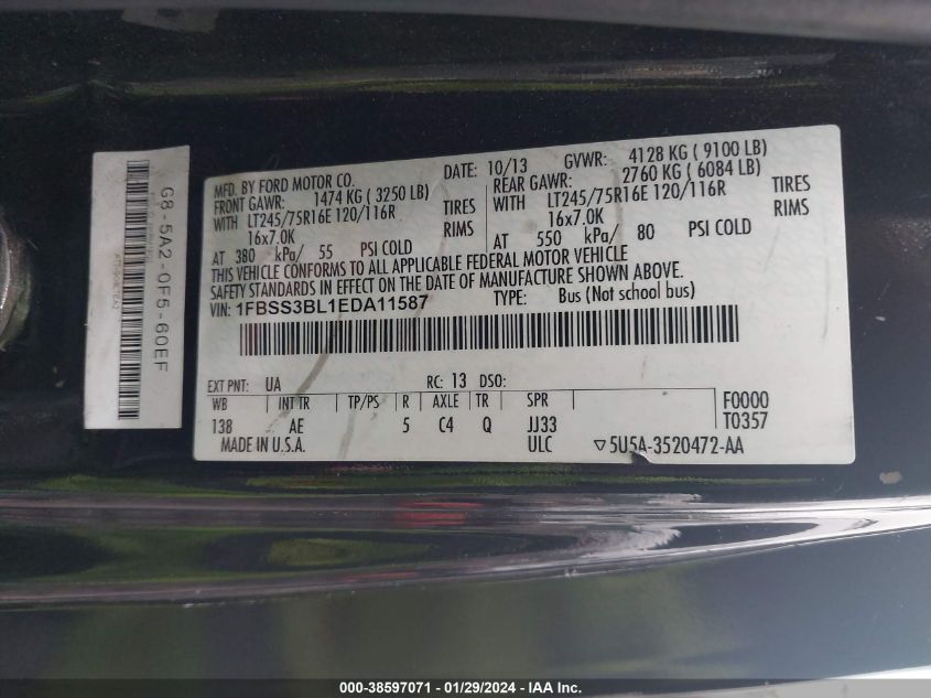 2014 FORD E-350 SUPER DUTY XL - 1FBSS3BL1EDA11587