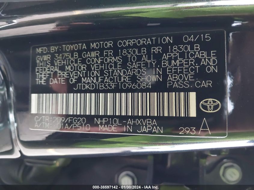 2015 TOYOTA PRIUS C TWO - JTDKDTB33F1096084