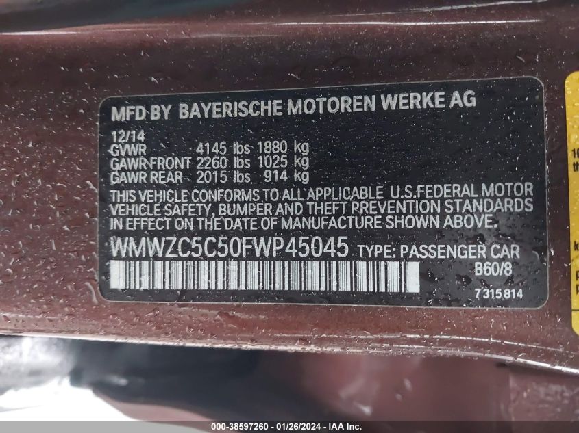2015 MINI COUNTRYMAN COOPER S - WMWZC5C50FWP45045