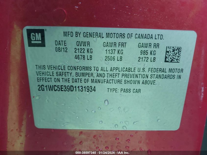 2013 CHEVROLET IMPALA LTZ - 2G1WC5E39D1131934