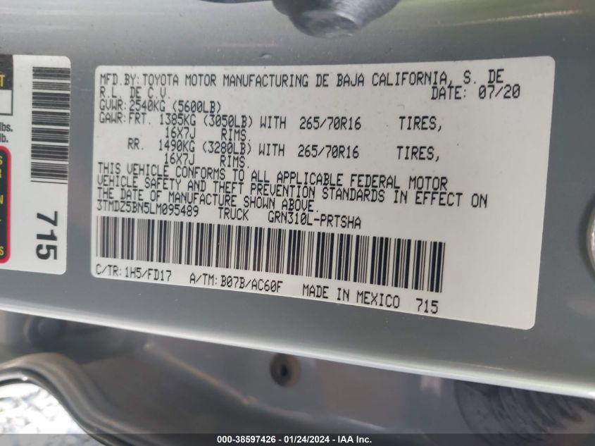 2020 TOYOTA TACOMA TRD OFF-ROAD - 3TMDZ5BN5LM095489