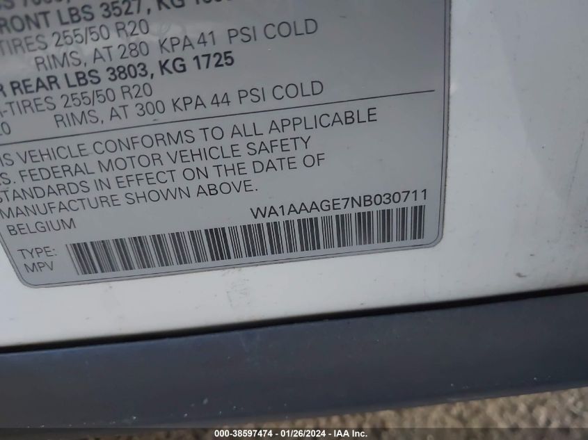 2022 AUDI E-TRON PREMIUM - WA1AAAGE7NB030711