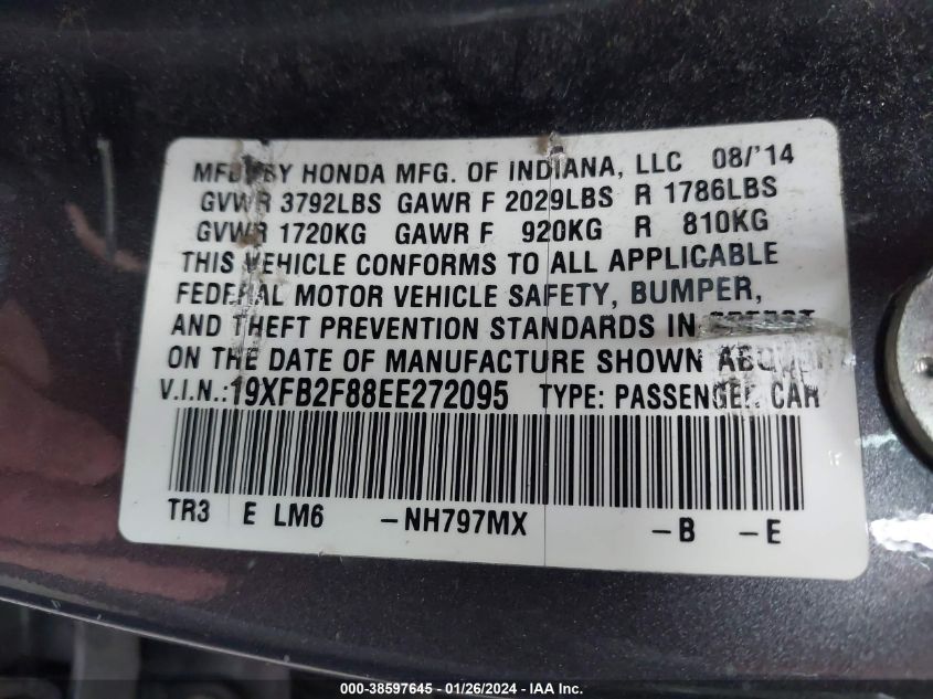 2014 HONDA CIVIC EX - 19XFB2F88EE272095