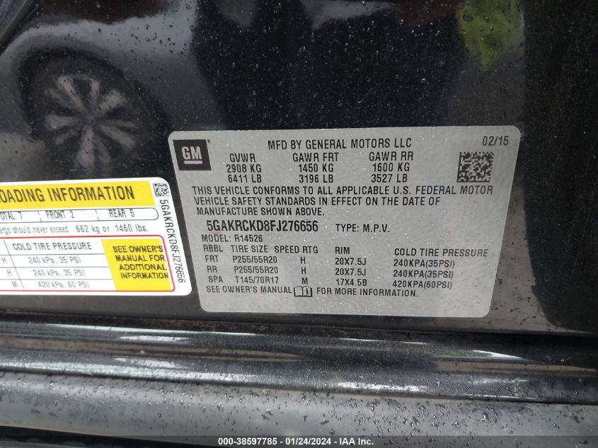 2015 BUICK ENCLAVE - 5GAKRCKD8FJ276656