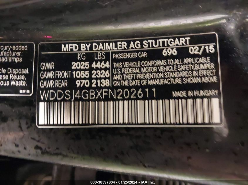 2015 MERCEDES-BENZ CLA 250 250 4MATIC - WDDSJ4GBXFN202611