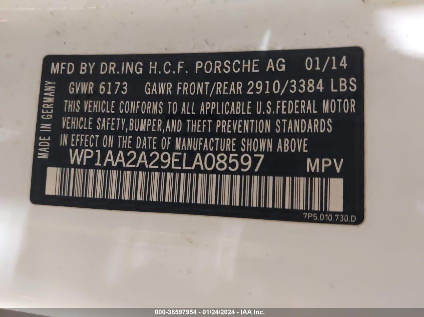 2014 PORSCHE CAYENNE - WP1AA2A29ELA08597