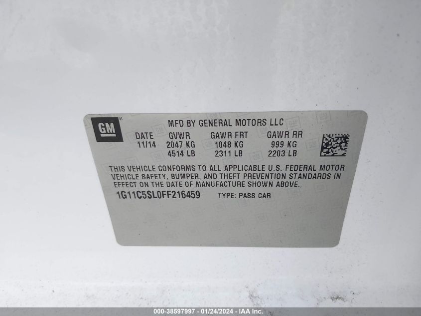 2015 CHEVROLET MALIBU 1LT - 1G11C5SL0FF216459