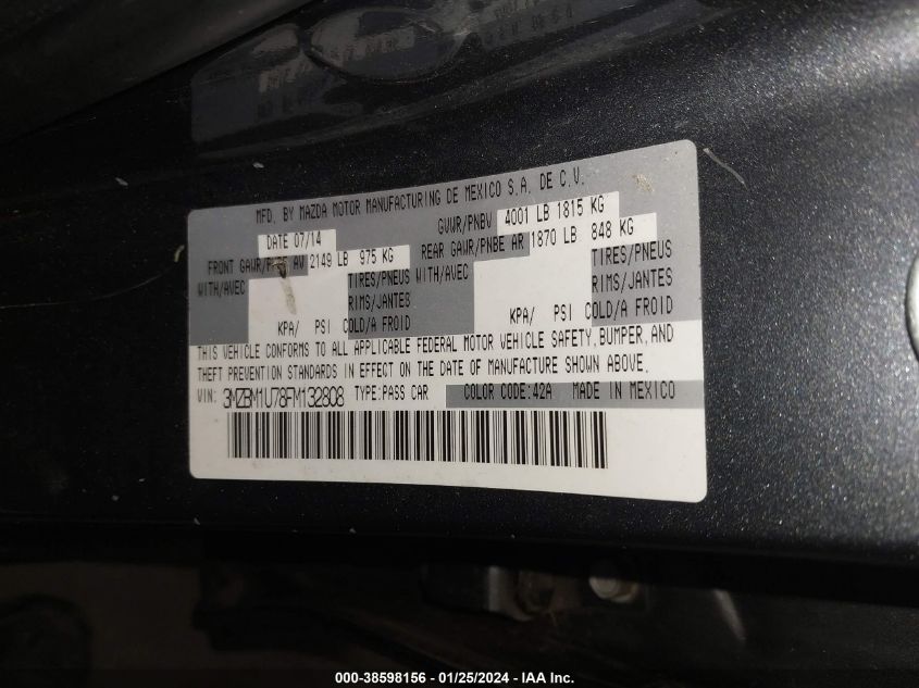 2015 MAZDA MAZDA3 I SPORT - 3MZBM1U78FM132808