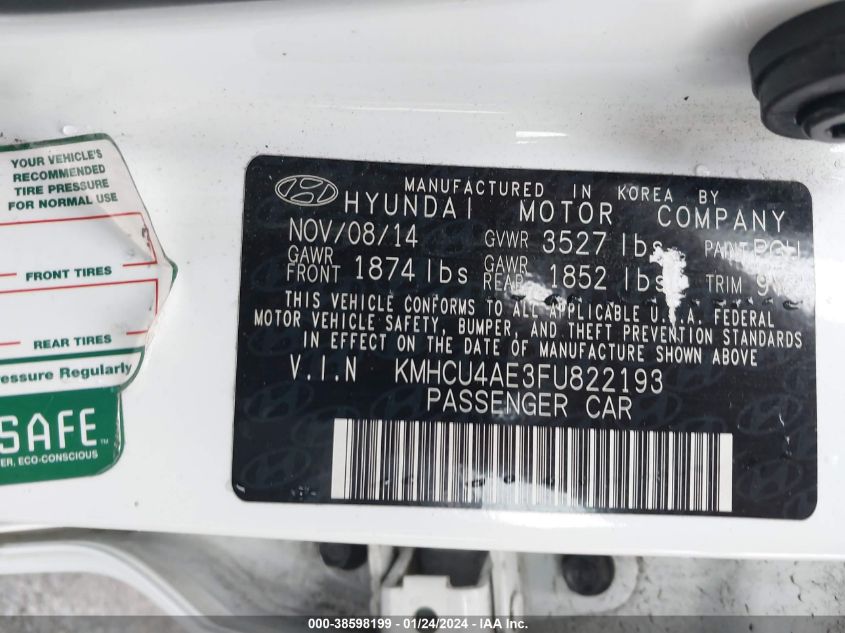 2015 HYUNDAI ACCENT GLS - KMHCU4AE3FU822193