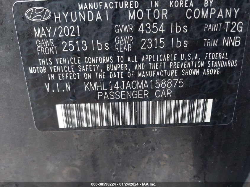 2021 HYUNDAI SONATA SEL - KMHL14JA0MA158875