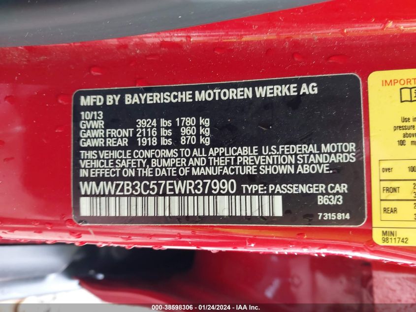 2014 MINI COUNTRYMAN COOPER - WMWZB3C57EWR37990