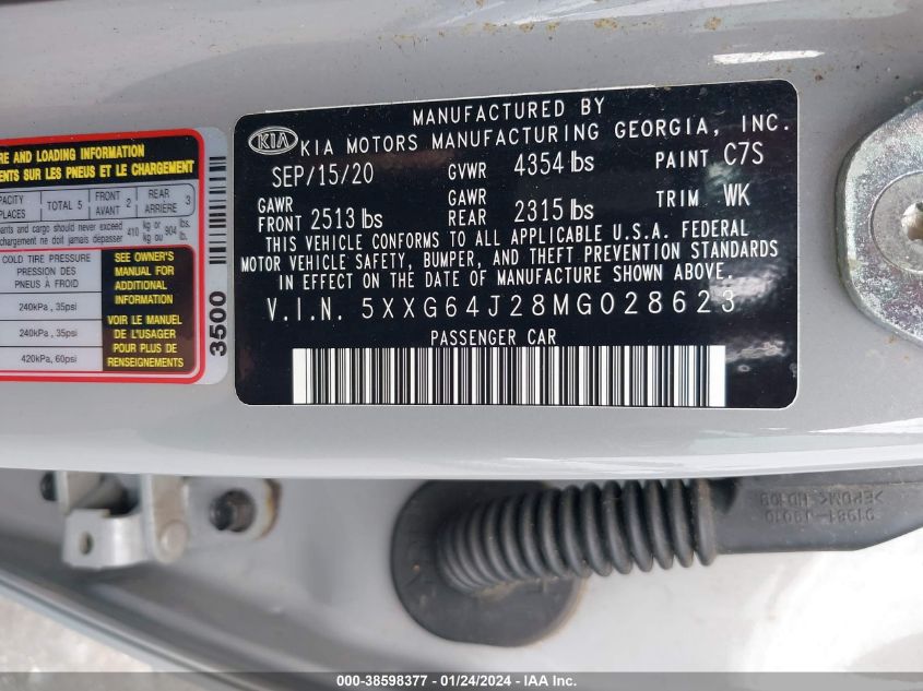 2021 KIA K5 GT-LINE - 5XXG64J28MG028623