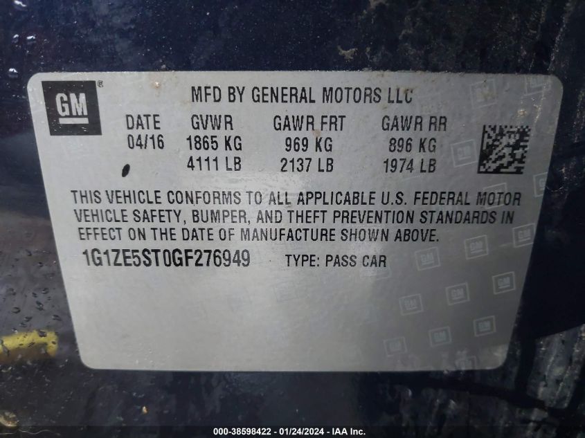 2016 CHEVROLET MALIBU 1LT - 1G1ZE5ST0GF276949
