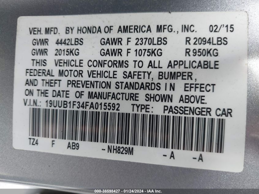 2015 ACURA TLX - 19UUB1F34FA015592