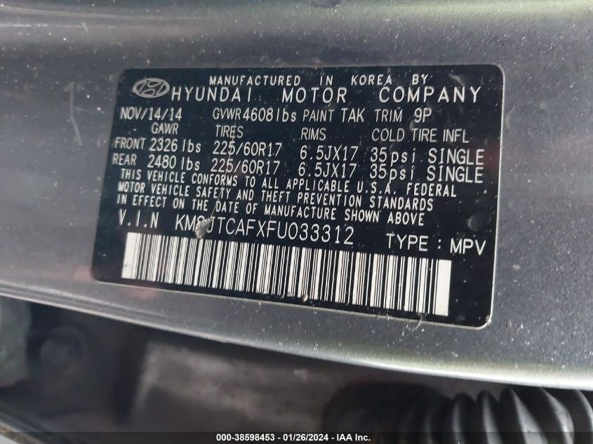 2015 HYUNDAI TUCSON GLS - KM8JTCAFXFU033312