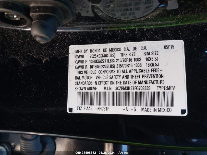 2015 HONDA CR-V LX - 3CZRM3H37FG709339