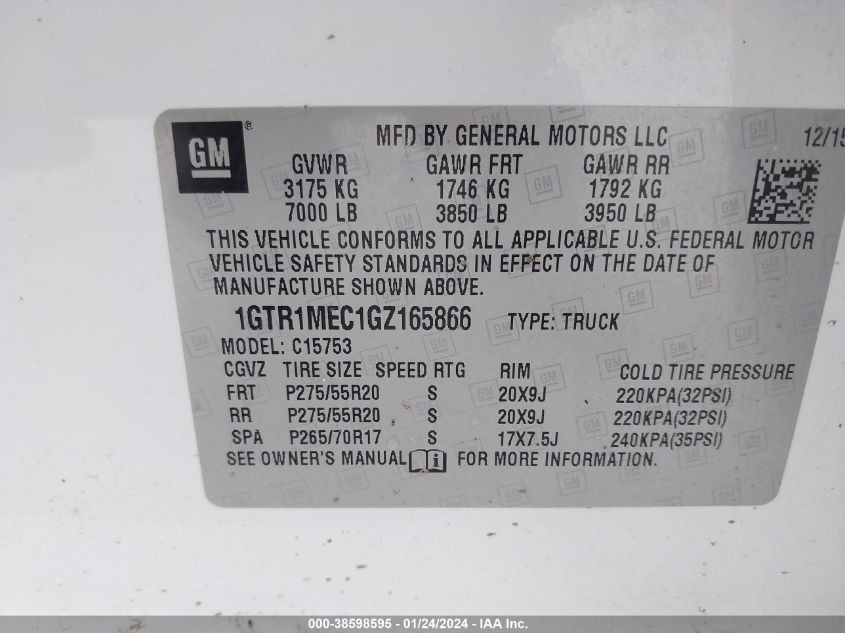 2016 GMC SIERRA 1500 SLE - 1GTR1MEC1GZ165866