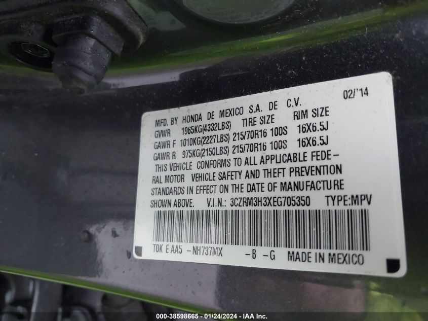 2014 HONDA CR-V LX - 3CZRM3H3XEG705350